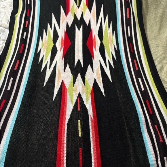 Rancho Estancia Knit Poncho, Cape. Soft Viscose Knit. Multicolor on Black. - Picture 10 of 12